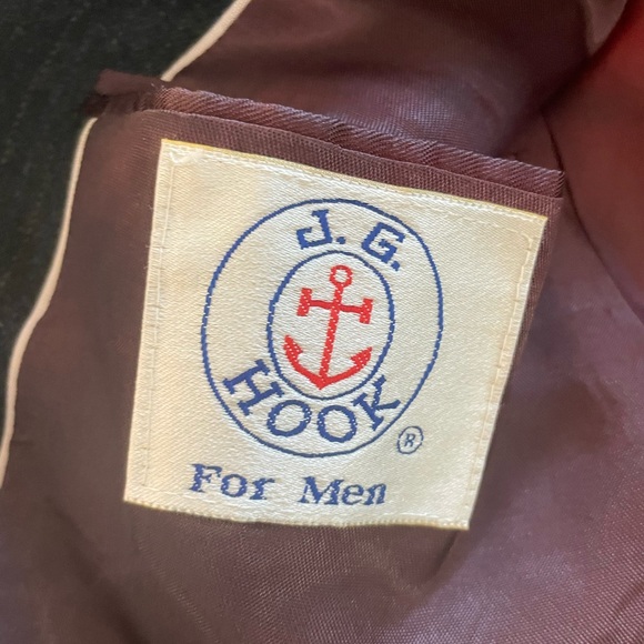 J. G. HOOK Vintage 80’s Subtle Stripe 2-Button Wool Suit in Charcoal Size 40 R - Picture 8 of 14